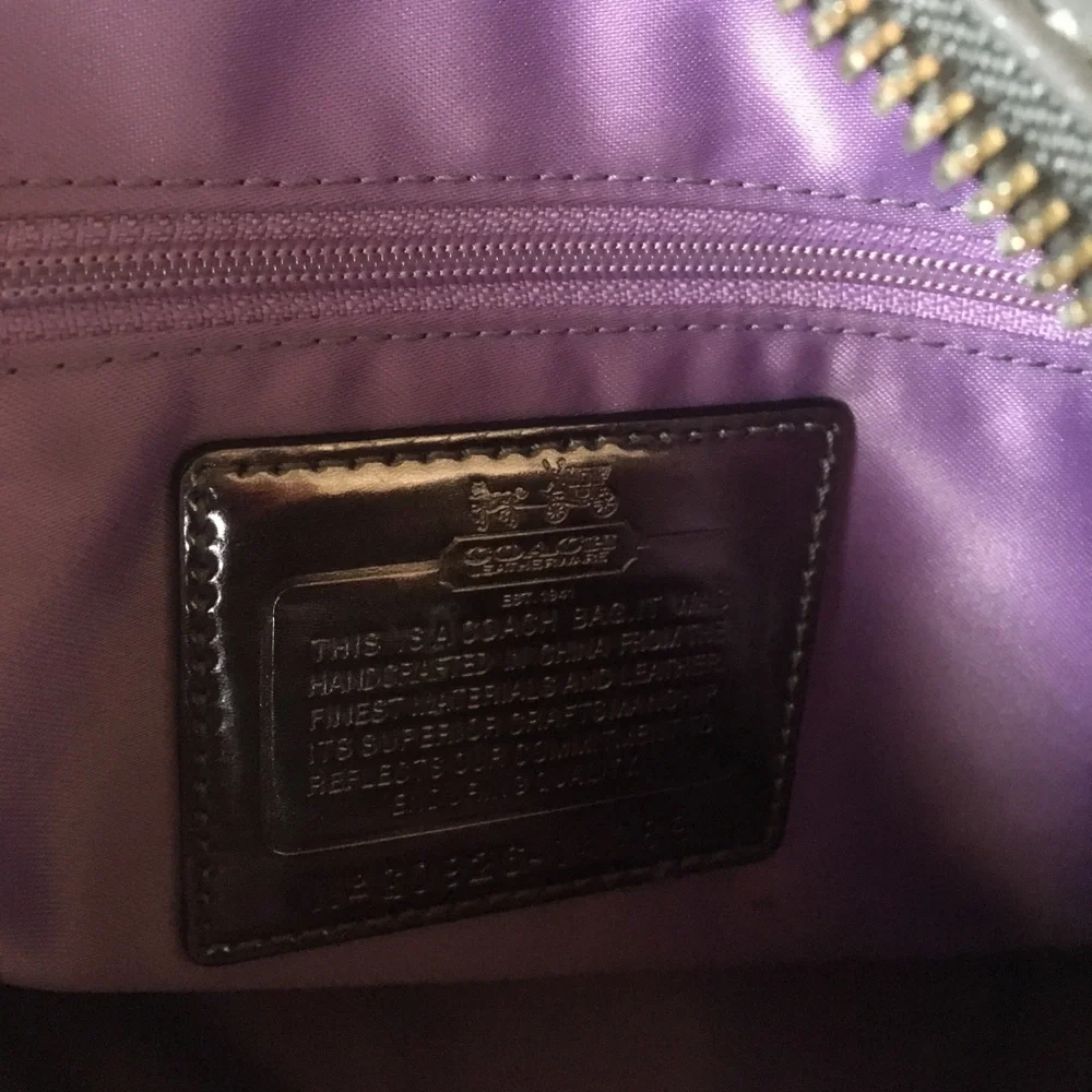 Coach Metallic Leopard Satchel Bag in Black/Silver With Matching Wristlet